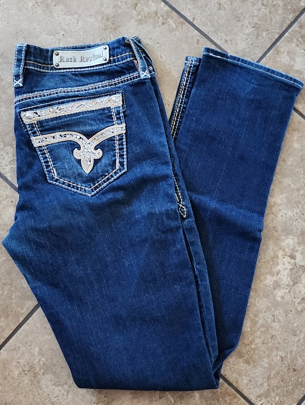 Rock Revival Dark Indigo Boot Cut Jeans 31 LONG